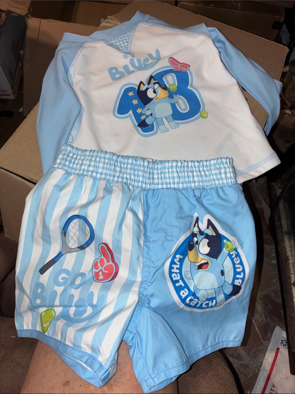 Blue Character Two-Piece Kids swim Set - Light Blue